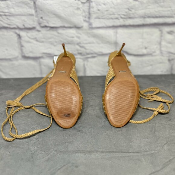 Reiss Minerva Gold Braided Ankle Tie Sandals - Picture 5 of 6